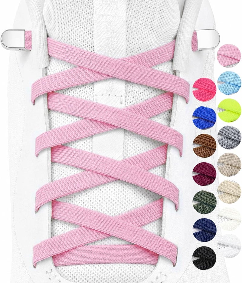 Stepace 2 Pairs Elastic No Tie Shoe Laces for Kids and Adults Sneakers, Stretch Flat Tieless Shoestrings - Image 1